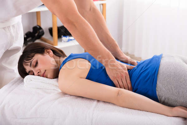 Stock foto: Zurück · Massage · Frau · Hand · entspannt