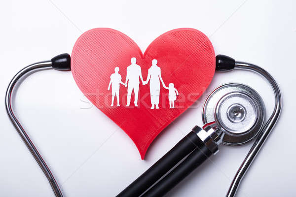 Stetoskop kalp aile görmek kırmızı Stok fotoğraf © AndreyPopov