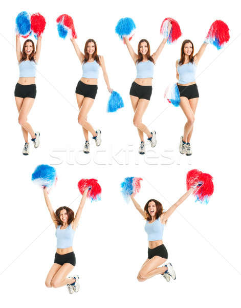 Stockfoto: Ingesteld · foto's · mooie · cheerleader · geïsoleerd · witte