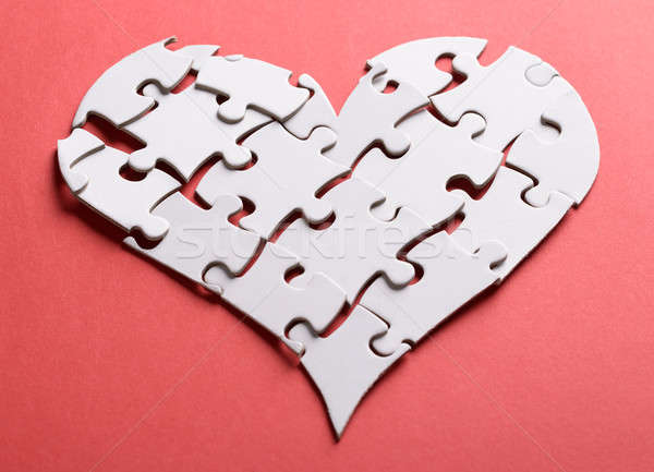 összetört szív puzzle fehér kirakós játék narancs szeretet Stock fotó © AndreyPopov