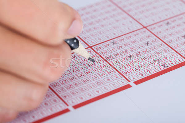 Pessoa número loteria bilhete lápis Foto stock © AndreyPopov