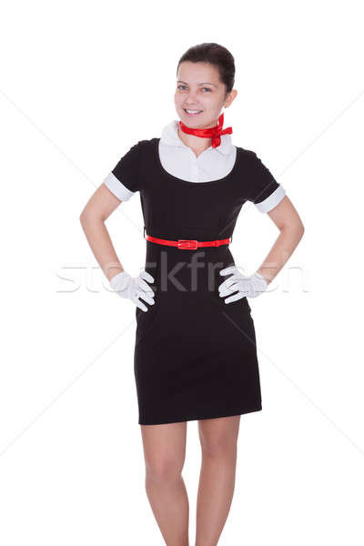 Joli hôtesse de l'air hôtesse jeunes puce uniforme Photo stock © AndreyPopov