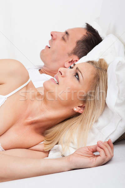 Nő néz horkolás férfi portré mérges Stock fotó © AndreyPopov