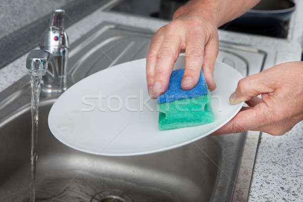 Close-up Of Washing Plate Stock photo © AndreyPopov