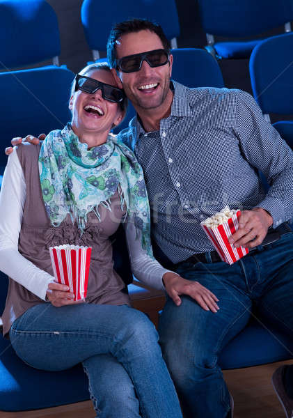Paar beobachten 3D Film süß genießen Stock foto © AndreyPopov