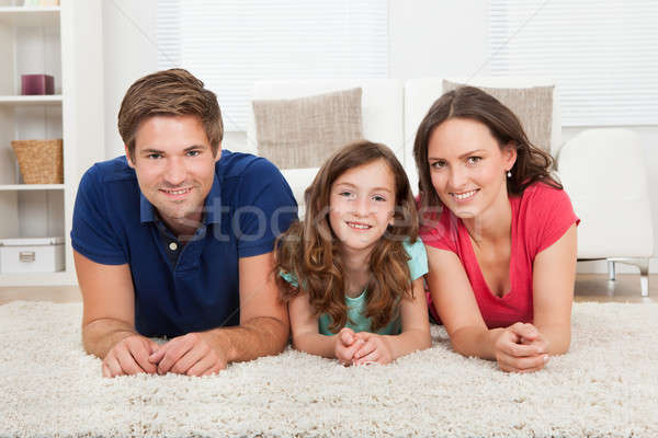 Foto stock: Família · tapete · casa · retrato · sorridente · amor