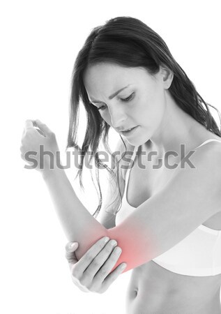 Frau Leiden Schulterschmerzen Schmerzen Schulter Stock foto © AndreyPopov