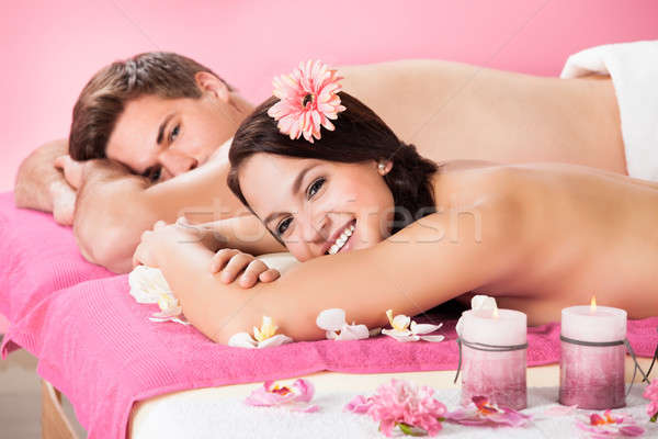 Happy Couple Relaxing In Beauty Spa Stock photo © AndreyPopov