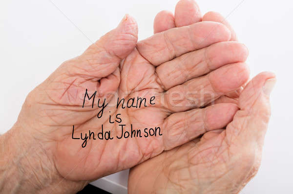 Hand Demenz Name geschrieben Frau Stock foto © AndreyPopov