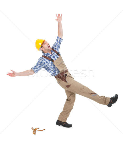 Manual Worker Falling Over White Background Stock photo © AndreyPopov