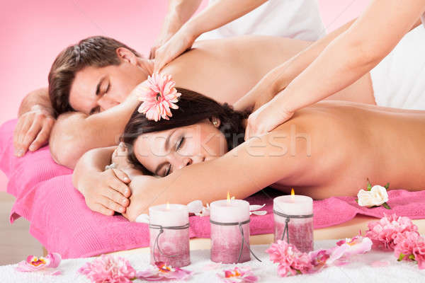 Para ramię masażu spa portret uśmiechnięty Zdjęcia stock © AndreyPopov