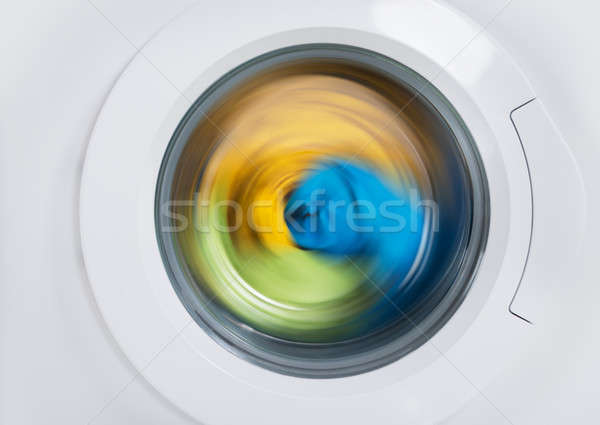 Foto stock: Lavadora · puerta · ropa · primer · plano · tecnología