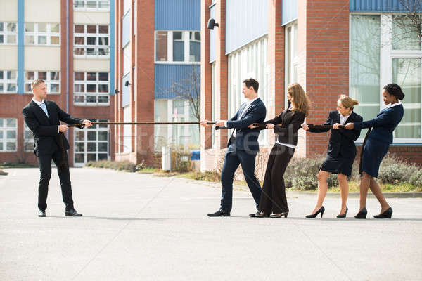 Male And Female Businesspeople Playing Tug Of War Stock photo © AndreyPopov