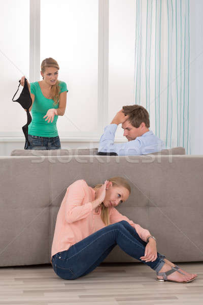 Ehefrau halten BH streiten Ehemann Freundin Stock foto © AndreyPopov