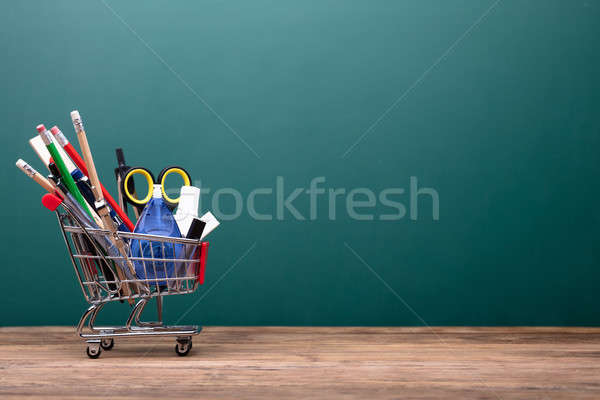 Cart With Various School Supplies Stock photo © AndreyPopov