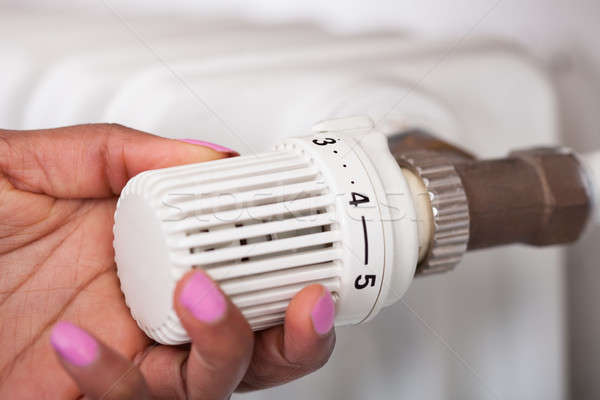 Kadın termostat görüntü el kız kadın Stok fotoğraf © AndreyPopov