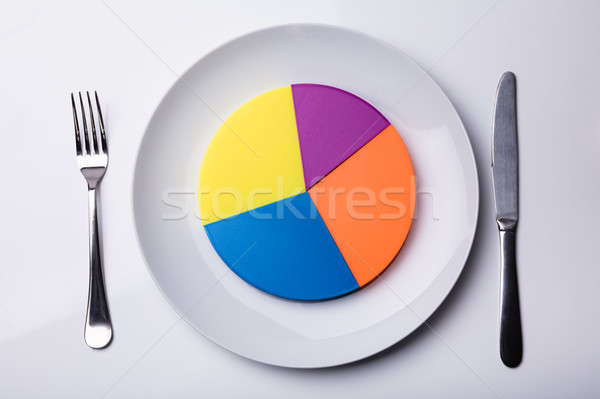 Colorful Pie Chart On White Plate Stock photo © AndreyPopov
