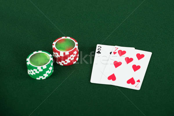 Cards And Chips For Poker On Green Table Stock photo © AndreyPopov