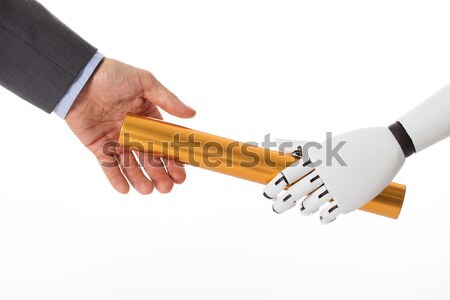 Robot Hand Giving Baton To Businessperson Stock photo © AndreyPopov