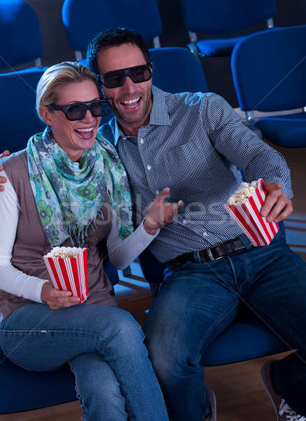 Paar kijken 3D film zoete genieten Stockfoto © AndreyPopov
