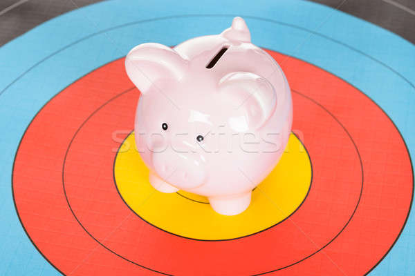 Persely darts tábla közelkép rózsaszín pénz narancs Stock fotó © AndreyPopov
