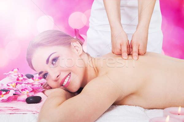 Woman Receiving Back Massage At Spa Stock photo © AndreyPopov