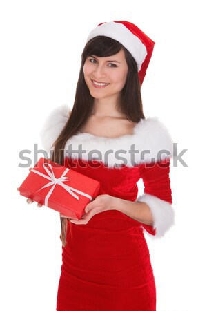 Сток-фото: Рождества · женщину · Hat · плакат · счастливым