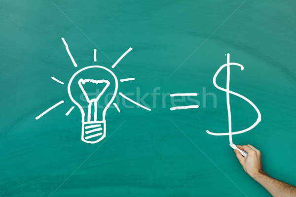 Ideeën gelijk cash groene Blackboard business Stockfoto © AndreyPopov