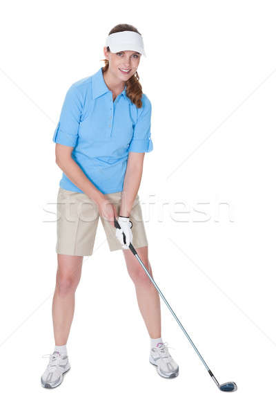 Jogador de golfe golfe clube mulher atraente roupa isolado Foto stock © AndreyPopov