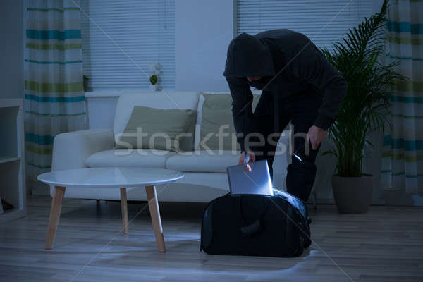 Burglar Putting Laptop Into Bag At Home Stock photo © AndreyPopov