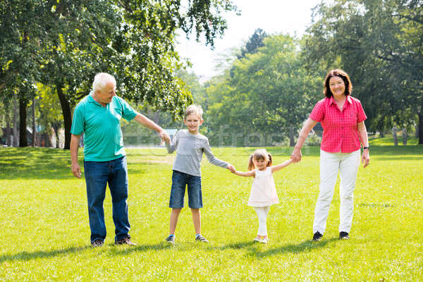 Grootouders kleinkinderen samen park gelukkig Stockfoto © AndreyPopov