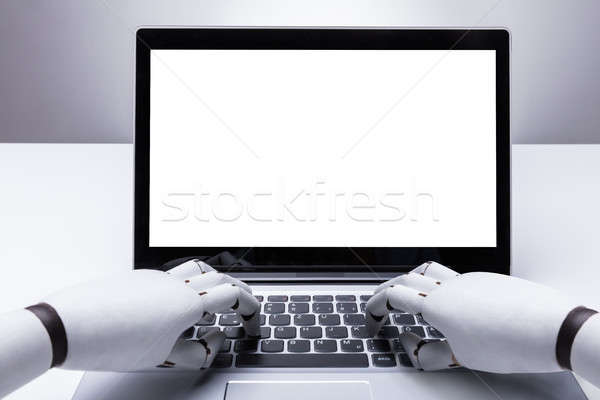 робота используя ноутбук стороны белый Сток-фото © AndreyPopov
