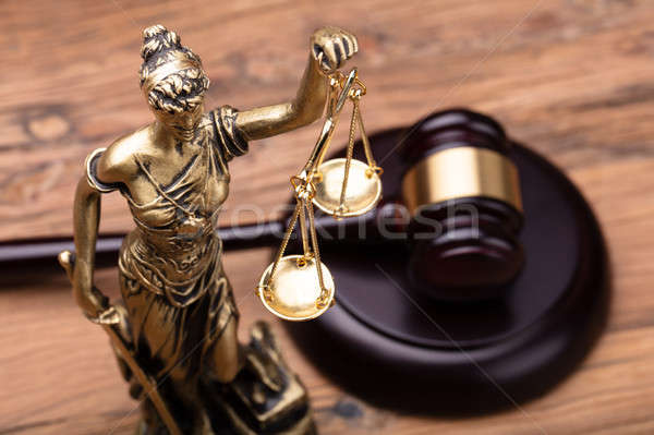 Statue Of Justice With Brown Gavel Stock photo © AndreyPopov