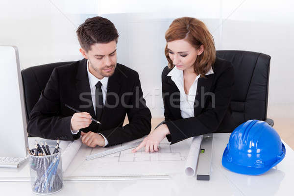 Portret twee oprecht werken kantoor computer Stockfoto © AndreyPopov