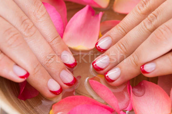 Woman Hands In Bowl Of Water And Petals Stock photo © AndreyPopov