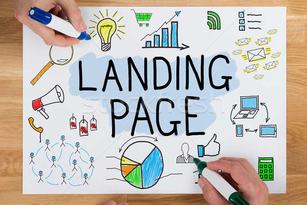 People Drawing Landing Page Concept On Paper Stock photo © AndreyPopov