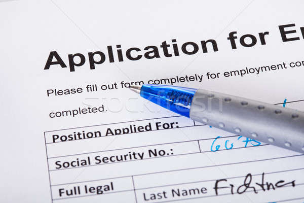 Alkalmazás foglalkoztatás közelkép toll kéz munka Stock fotó © AndreyPopov