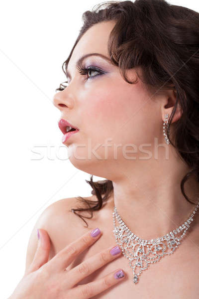 Young Woman Wearing Beautiful Necklace Stock photo © AndreyPopov