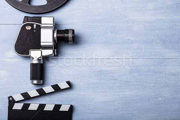 Filmkamera Filmrolle Bord Ansicht Holz Stock foto © AndreyPopov