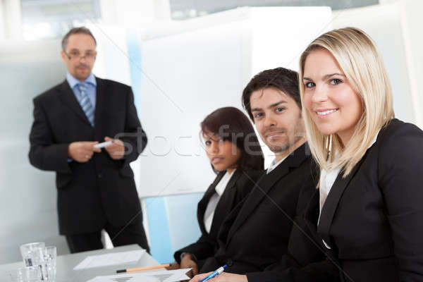 Stock foto: Gruppe · Geschäftsleute · Präsentation · Büro · Mann · Frauen