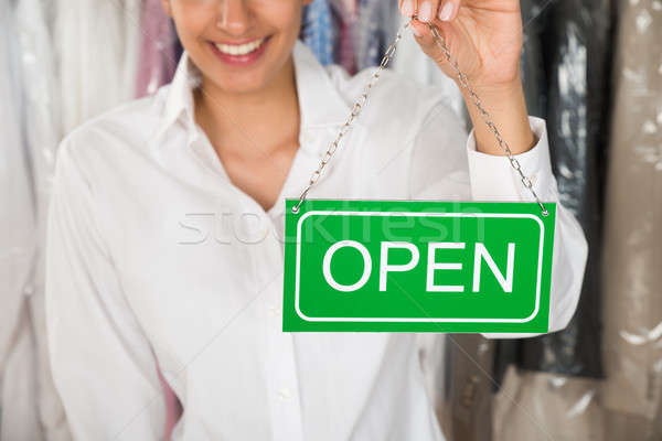 Owner Showing Open Sign Stock photo © AndreyPopov