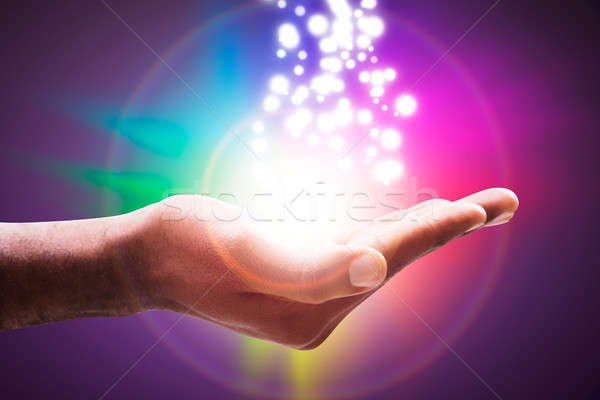 Lumini deschide mână colorat Imagine de stoc © AndreyPopov
