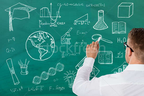 Zdjęcia stock: Nauki · nauczyciel · piśmie · wzory · zielone · kredy