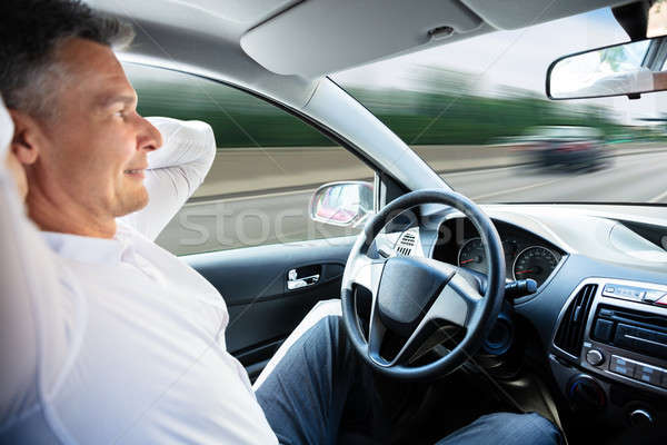 Stock photo: Man In Self Driving Car