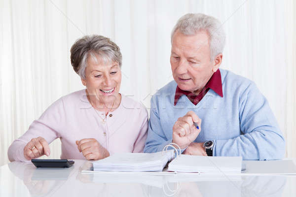 [[stock_photo]]: Couple · de · personnes · âgées · budgétaire · photo · maison · papier · amour