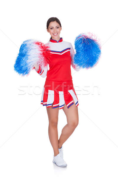 Gelukkig glimlachend cheerleader geïsoleerd witte vrouwen Stockfoto © AndreyPopov