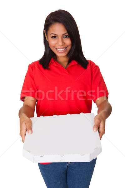 Young Woman With A Whole Pizza Stock photo © AndreyPopov
