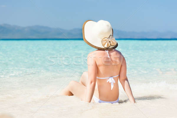 Foto stock: Mujer · océano · vista · playa