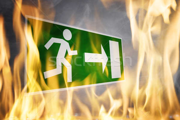 商業照片: 緊急 · 火 · 出口 · 板 · 燃燒