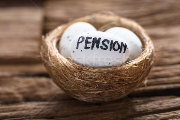 Pension Written On White Egg In Nest Stock photo © AndreyPopov